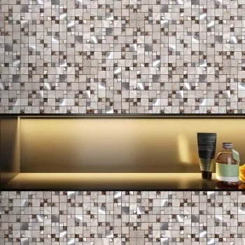 Comet Rose Square Stone Mosaic 300x300 Bathroom Roomset