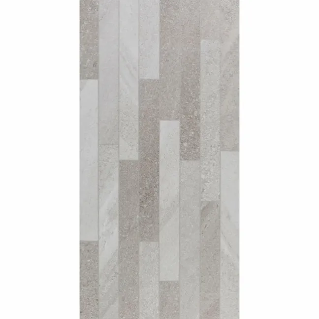 Allegro Mixed Decor Grey Stone Effect Matt Porcelain Wall Tile