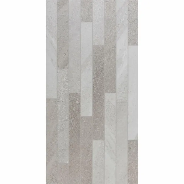 Allegro Mixed Decor Grey Stone Effect Matt Porcelain Wall Tile