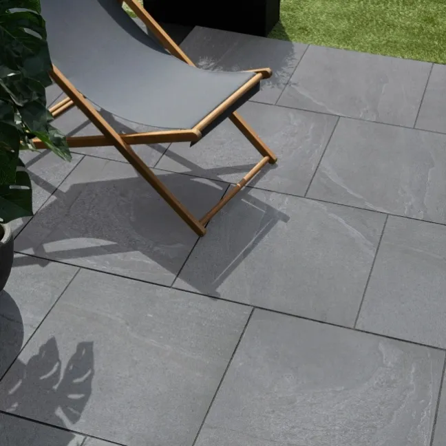British Grey Stone Effect Matt Porcelain Outdoor Slab Tile