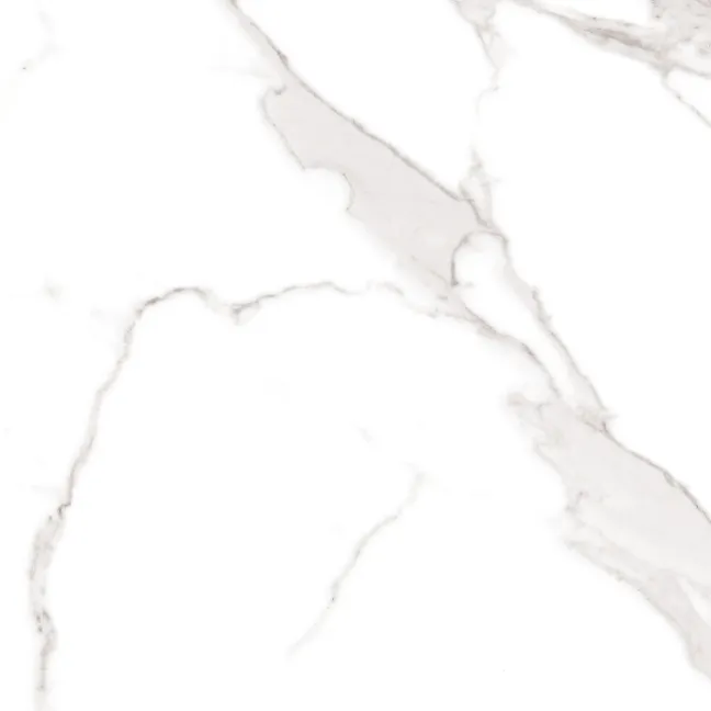 Carrara White Gloss Marble Effect Ceramic Floor Tile 