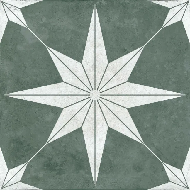 Supernova Star Green Patterned Matt Vitrified Ceramic Floor Tile