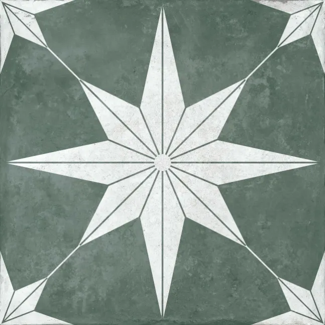 Supernova Star Green Patterned Matt Vitrified Ceramic Floor Tile