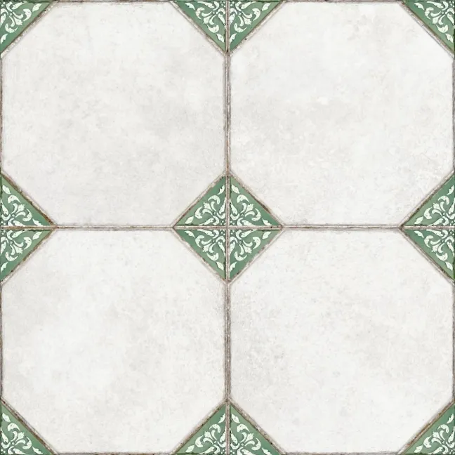 Leeds Green Patterned Matt Porcelain Floor Tile
