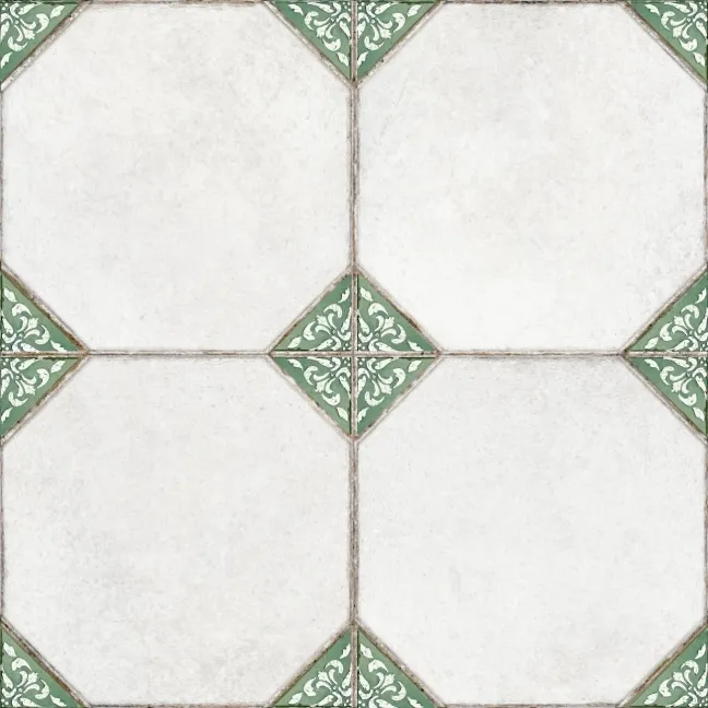 Leeds Green Patterned Matt Porcelain Floor Tile
