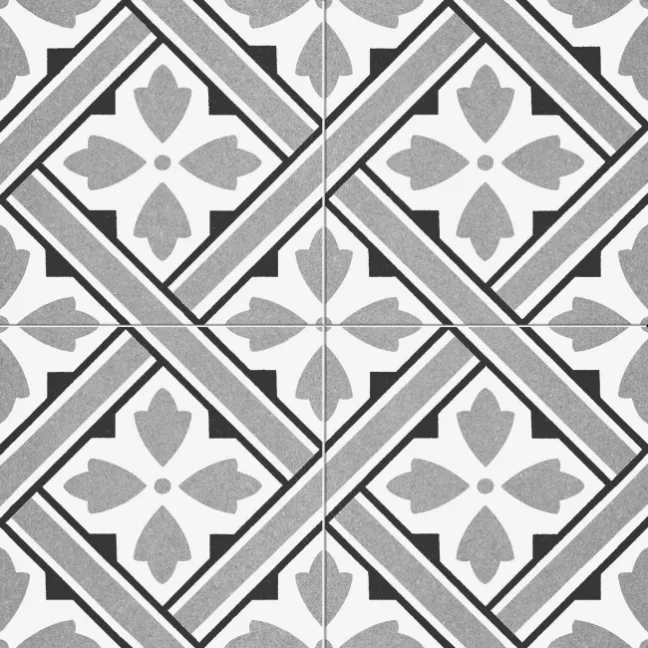 Mr Jones Grey Pattern Matt Porcelain Wall and Floor Tile
