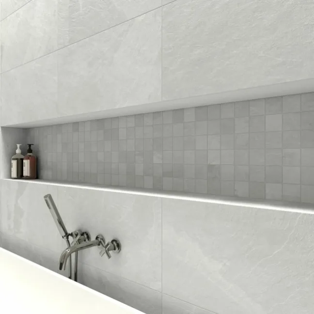 Mustang White Slate Effect Matt Porcelain Mosaic