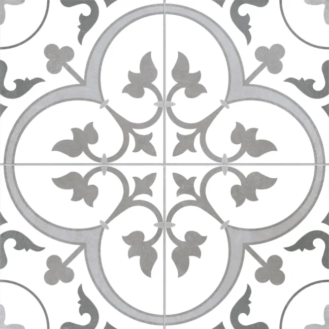 Oxford Grey Patterned Matt Ceramic Wall & Floor Tile
