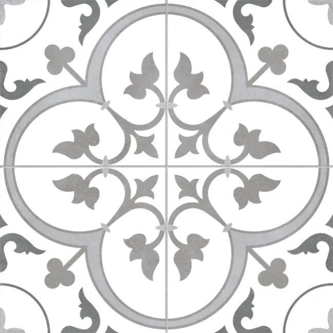 Oxford Grey Patterned Matt Ceramic Wall & Floor Tile