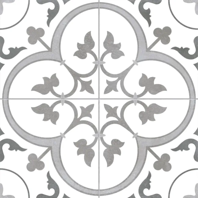 Oxford Grey Patterned Matt Ceramic Wall & Floor Tile
