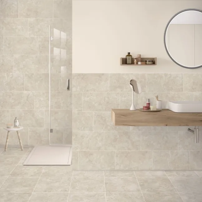 Premiere Beige Stone Effect Matt Porcelain Floor Tile