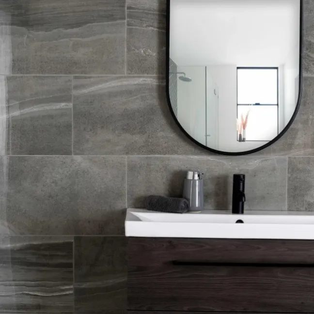 Shades Grey Stone Effect Polished Porcelain Wall and Floor Tile