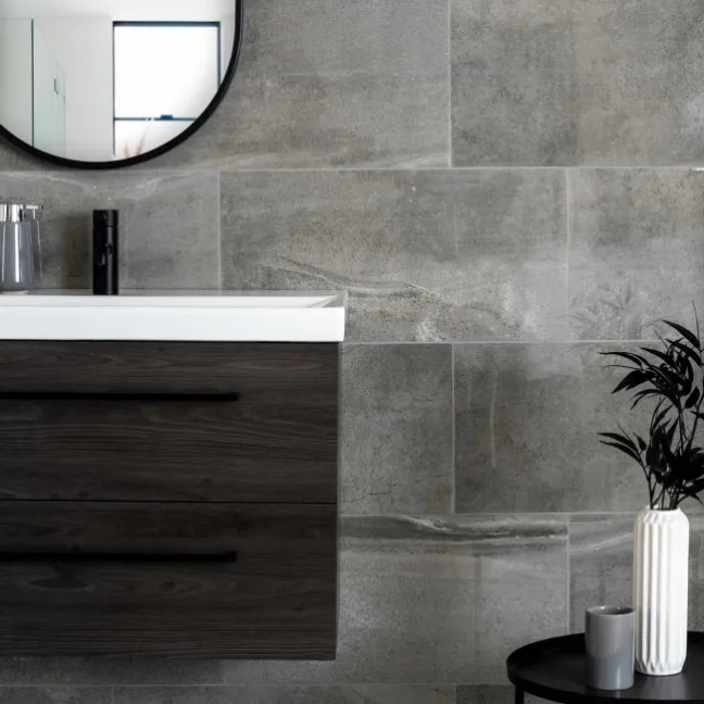Shades Grey Stone Effect Polished Porcelain Wall and Floor Tile