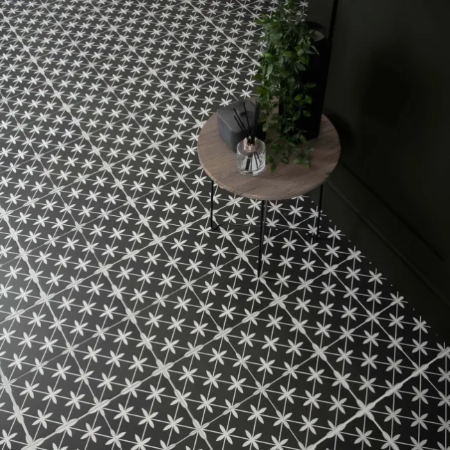 Wicker Black Pattern Matt Porcelain Wall and Floor Tile