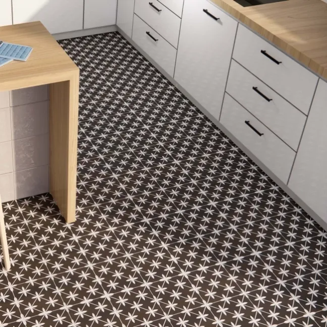 Wicker Black Pattern Matt Porcelain Wall and Floor Tile