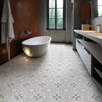 Adele Cloud Grey Floor Tile Bathroom Roomset