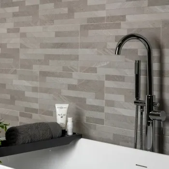 Cragstone Mixed Decor Grey Stone Effect Matt Porcelain Wall Tile
