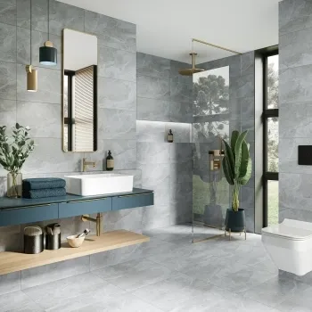 Belize Light Grey Wall and Floor Tiles Bathroom Roomset