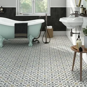 Brighton Blue Pattern Porcelain Floor Tiles