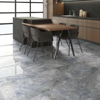 Duomo Azul Polished Floor Tile 600x1200 Kitchen Roomset
