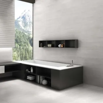 Elven Grey Matt Floor Tiles 600x600 Bathroom Roomset