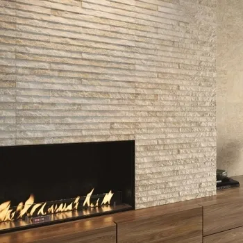Erebor White Split Face Wall Tiles 440x660 Living Room Roomset