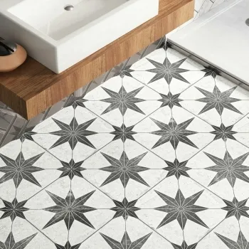 Supernova Star White Patterned Matt Vitrified Ceramic Floor Tile