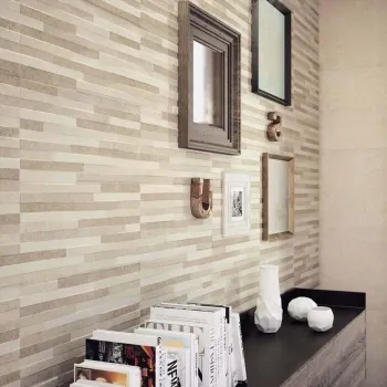 Stuck Pierre Taupe Split Face Effect Wall Tile Roomset