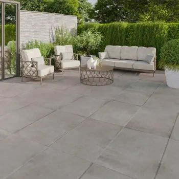 Kingsbury Grey Rustic Edge Stone Effect Porcelain Outdoor Slab
