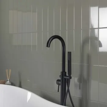 Linear Sage Gloss Wall Tiles Kitchen Roomset