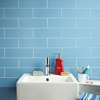 Linear Blue Gloss Wall Tiles Bathroom Roomset