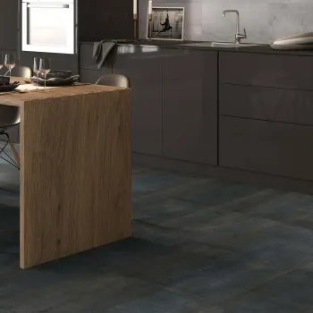 Metal Iron Rect Porcelain Floor Tile 600x600 Kitchen Roomset