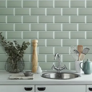 Metro Aqua Wall Tiles 100x200 Kitchen Roomset