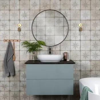 Metropolis Star Silver Wall and Floor Tiles 450x450 Bathroom Roomset
