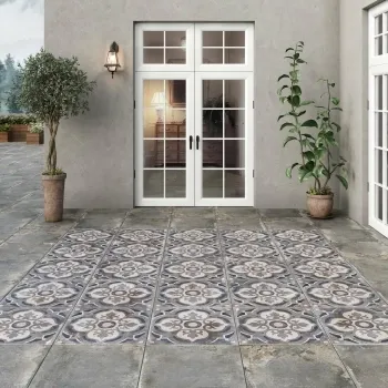 Mischen Dark Grey Decor Concrete Effect Matt Porcelain Outdoor Slab Tile
