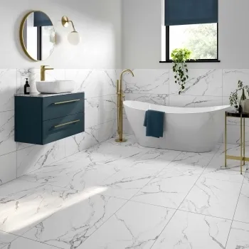 Mystery Carrara White Marble Effect Matt Ceramic Wall and Floor Tile