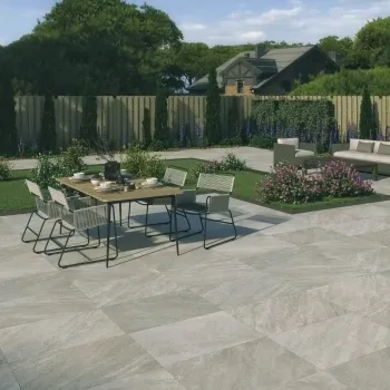 Onea Grey Stone Effect Large Outdoor Porcelain Slab Tile
