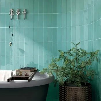 Village Teal Wall Tiles 65x200 Bathroom Roomset