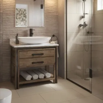 Yosemite Ivory Wall and Floor Tiles Bathroom Roomset