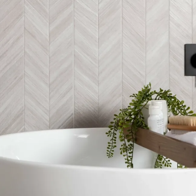 Bercy Chevron Decor Light Grey Concrete Effect Matt Ceramic Wall Tile