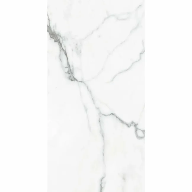 Carrera White Marble Effect Polished Porcelain Wall and Floor Tile