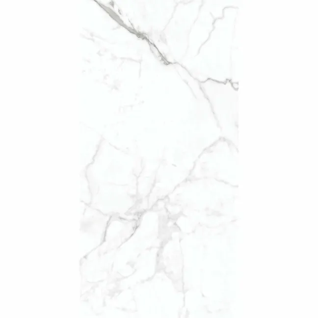 Carrera White Marble Effect Rectified Polished Porcelain Wall and Floor Tile