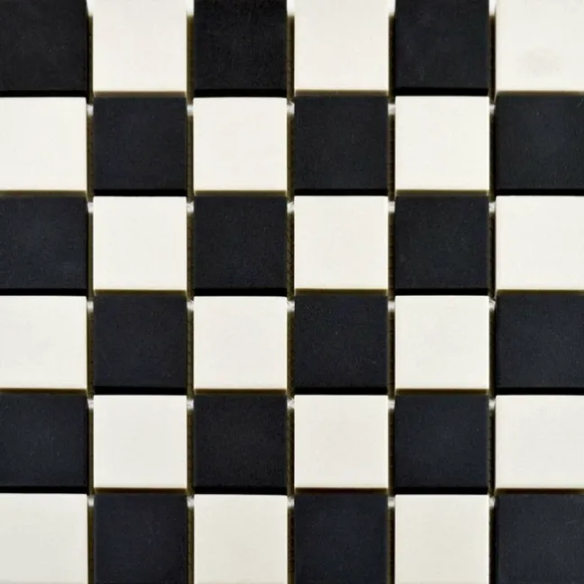 Victoria White & Black Chequer Mosaic