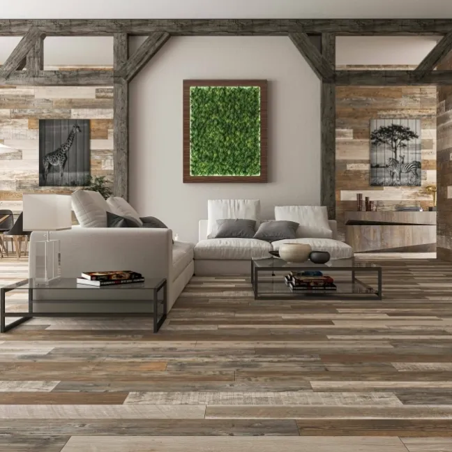Firewood Brown Mixed Wood Effect Matt Porcelain Floor Tile