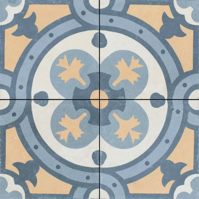 Granada Blue Victorian Patterned  Matt Ceramic Floor Tile