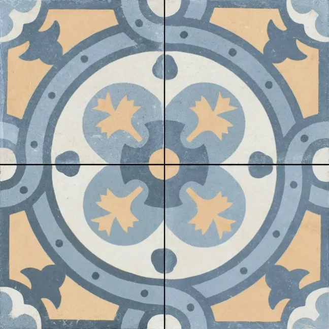 Granada Blue Victorian Patterned  Matt Ceramic Floor Tile