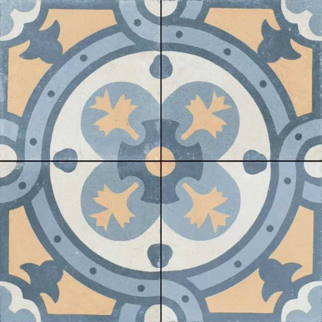 Granada Blue Victorian Patterned  Matt Ceramic Floor Tile