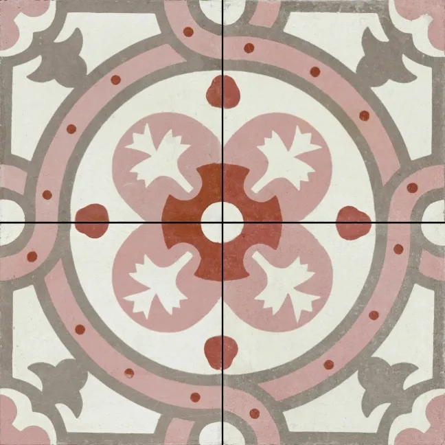 Granada Pink Victorian Patterned  Matt Ceramic Floor Tile