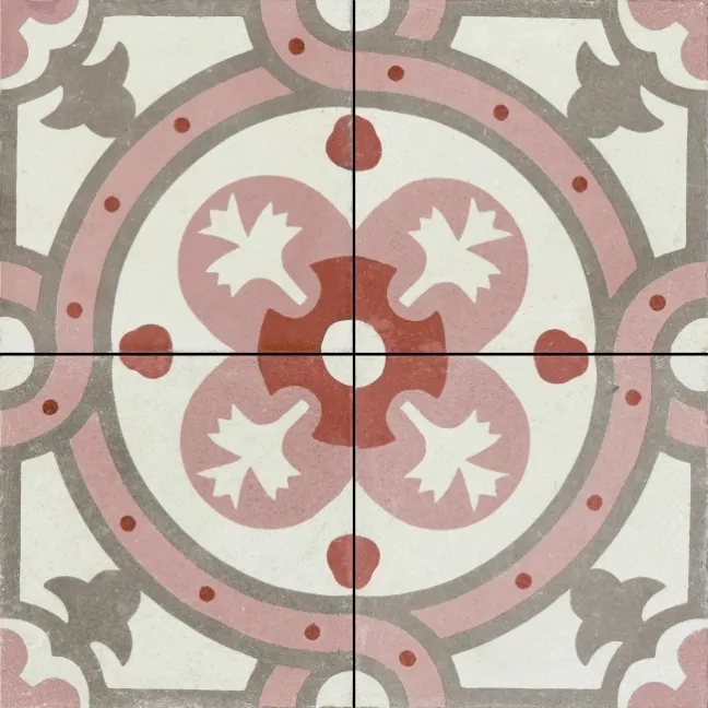 Granada Pink Victorian Patterned  Matt Ceramic Floor Tile