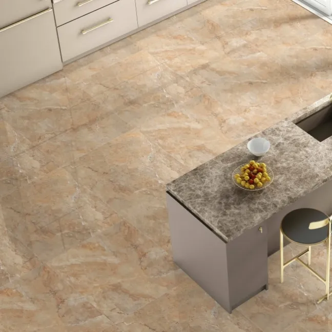Immense Peach Stone Effect Polished Porcelain Floor Tile
